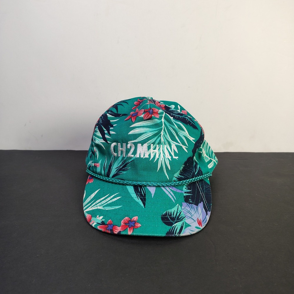Nissin Cap Snapback Hat Mens OSFM Teal Floral CH2MHILL Vintage Rope Brim 90s